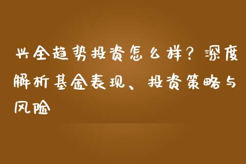 兴全趋势投资怎么样？深度解析基金表现、投资策略与风险_https://m.sdyuehang.cn_德指直播室_第1张