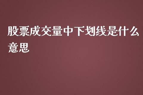 股票成交量中下划线是什么意思_https://m.sdyuehang.cn_纳指直播喊单_第1张