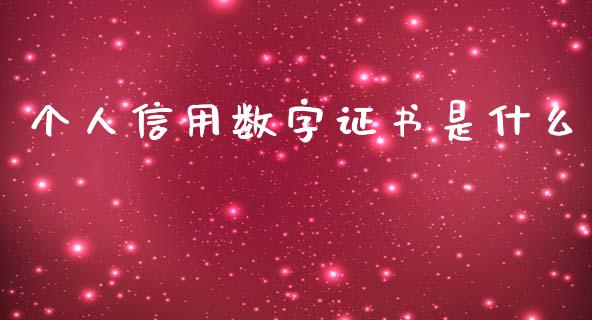 个人信用数字证书是什么_https://m.sdyuehang.cn_德指直播室_第1张