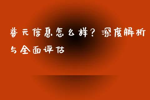 普元信息怎么样？深度解析与全面评估_https://m.sdyuehang.cn_国际期货恒指直播间_第1张