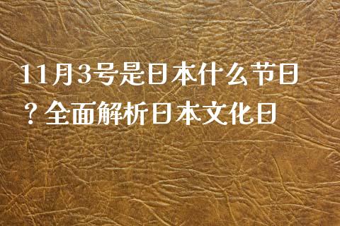 11月3号是日本什么节日？全面解析日本文化日_https://m.sdyuehang.cn_德指直播室_第1张