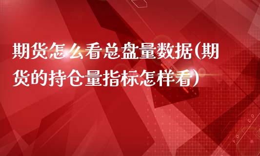 期货怎么看总盘量数据(期货的持仓量指标怎样看)_https://m.sdyuehang.cn_国际期货恒指直播间_第1张