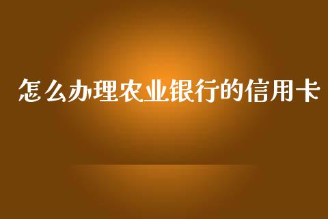 怎么办理农业银行的信用卡_https://m.sdyuehang.cn_纳指直播喊单_第1张