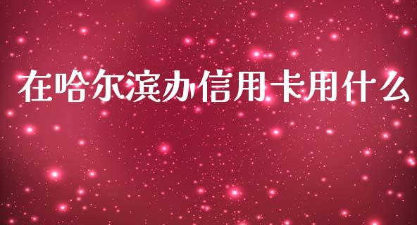 在哈尔滨办信用卡用什么_https://m.sdyuehang.cn_国际期货恒指直播间_第1张