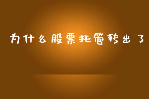 为什么股票托管转出了_https://m.sdyuehang.cn_国际期货恒指直播间_第1张