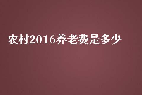 农村2016养老费是多少_https://m.sdyuehang.cn_纳指直播喊单_第1张