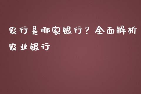 农行是哪家银行？全面解析农业银行_https://m.sdyuehang.cn_德指直播室_第1张
