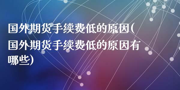 国外期货手续费低的原因(国外期货手续费低的原因有哪些)_https://m.sdyuehang.cn_国际期货恒指直播间_第1张