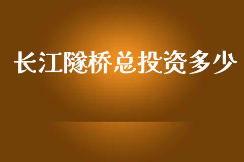 长江隧桥总投资多少_https://m.sdyuehang.cn_纳指直播喊单_第1张