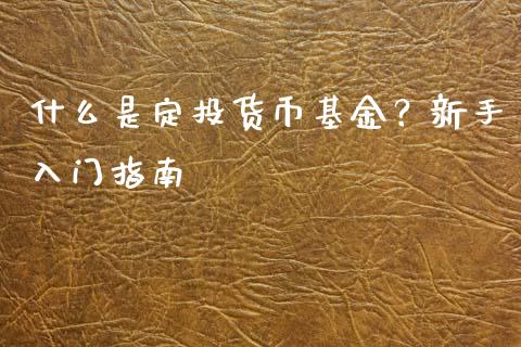 什么是定投货币基金？新手入门指南_https://m.sdyuehang.cn_纳指直播喊单_第1张