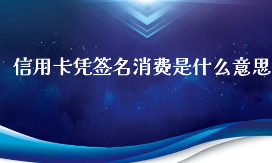 信用卡凭签名消费是什么意思_https://m.sdyuehang.cn_德指直播室_第1张