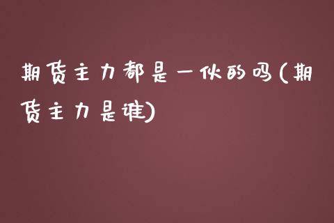 期货主力都是一伙的吗(期货主力是谁)_https://m.sdyuehang.cn_国际期货恒指直播间_第1张
