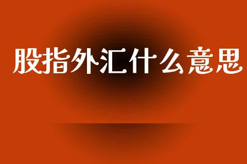 股指外汇什么意思_https://m.sdyuehang.cn_恒指直播_第1张