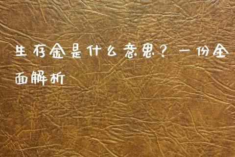生存金是什么意思？一份全面解析_https://m.sdyuehang.cn_恒指直播_第1张