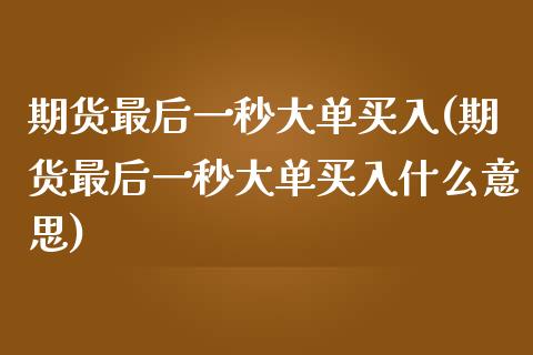 期货最后一秒大单买入(期货最后一秒大单买入什么意思)_https://m.sdyuehang.cn_德指直播室_第1张