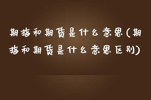 期指和期货是什么意思(期指和期货是什么意思区别)_https://m.sdyuehang.cn_国际期货恒指直播间_第1张