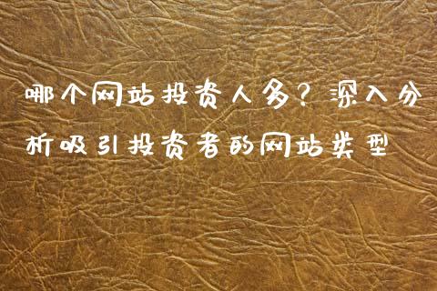 哪个网站投资人多？深入分析吸引投资者的网站类型_https://m.sdyuehang.cn_恒指直播_第1张