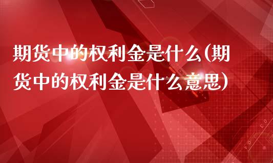 期货中的权利金是什么(期货中的权利金是什么意思)_https://m.sdyuehang.cn_德指直播室_第1张