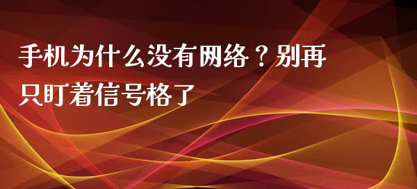 手机为什么没有网络？别再只盯着信号格了_https://m.sdyuehang.cn_德指直播室_第1张
