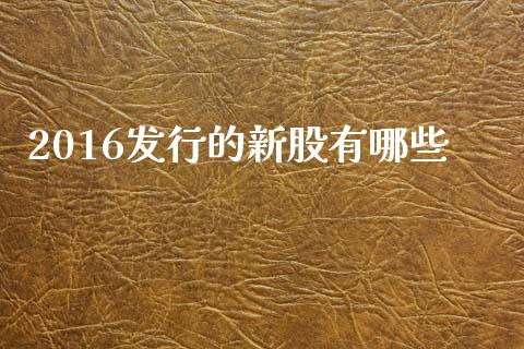 2016发行的新股有哪些_https://m.sdyuehang.cn_恒指直播_第1张