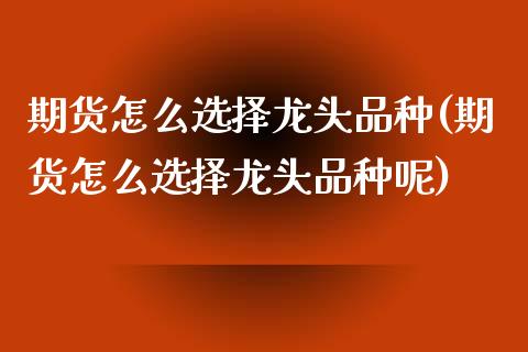 期货怎么选择龙头品种(期货怎么选择龙头品种呢)_https://m.sdyuehang.cn_恒指直播_第1张