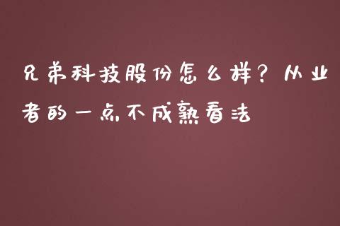 兄弟科技股份怎么样？从业者的一点不成熟看法_https://m.sdyuehang.cn_纳指直播喊单_第1张