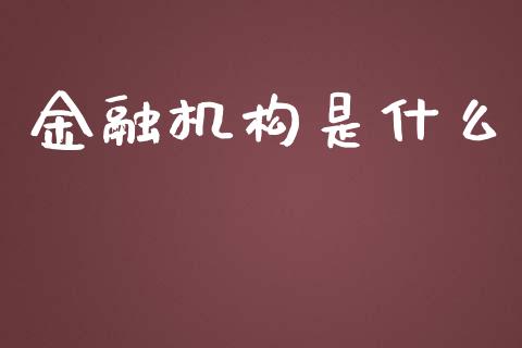 金融机构是什么_https://m.sdyuehang.cn_国际期货恒指直播间_第1张