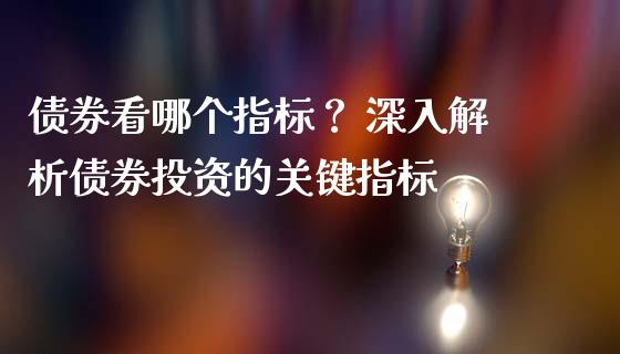 债券看哪个指标？ 深入解析债券投资的关键指标_https://m.sdyuehang.cn_恒指直播_第1张