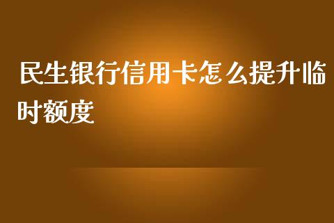 民生银行信用卡怎么提升临时额度_https://m.sdyuehang.cn_国际期货恒指直播间_第1张