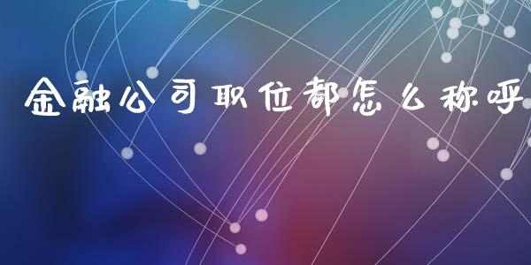 金融公司职位都怎么称呼_https://m.sdyuehang.cn_恒指直播_第1张