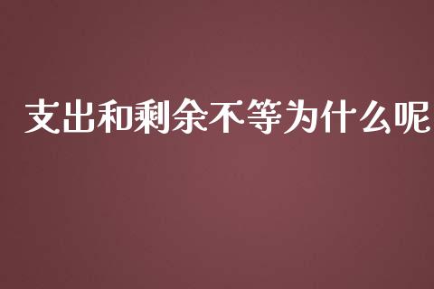 支出和剩余不等为什么呢_https://m.sdyuehang.cn_国际期货恒指直播间_第1张