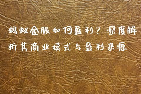 蚂蚁金服如何盈利？深度解析其商业模式与盈利来源_https://m.sdyuehang.cn_德指直播室_第1张