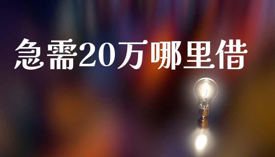 急需20万哪里借_https://m.sdyuehang.cn_恒指直播_第1张