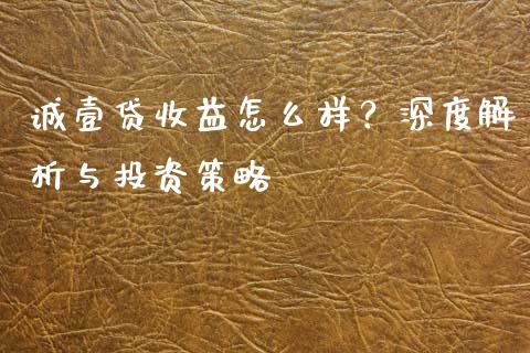 诚壹贷收益怎么样？深度解析与投资策略_https://m.sdyuehang.cn_德指直播室_第1张