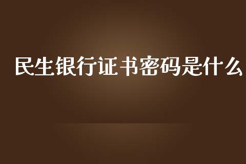 民生银行证书密码是什么_https://m.sdyuehang.cn_德指直播室_第1张