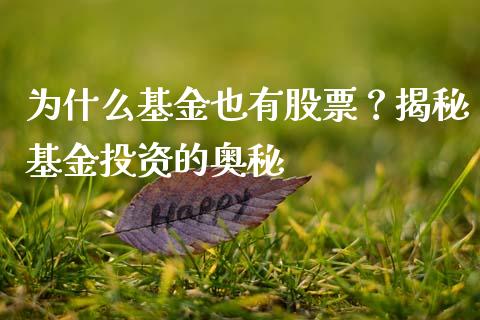 为什么基金也有股票？揭秘基金投资的奥秘_https://m.sdyuehang.cn_恒指直播_第1张